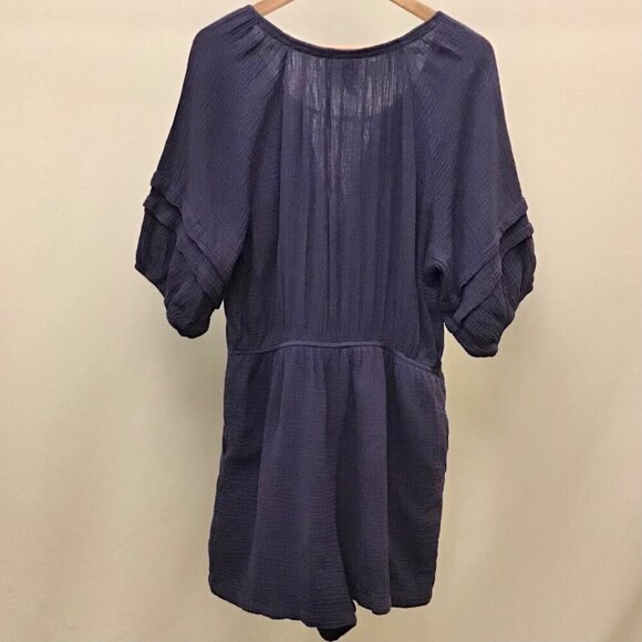 Knox Rose XXL Women’s Romper Navy Blue One Piece Gauze Shorts Top - Picture 5 of 9